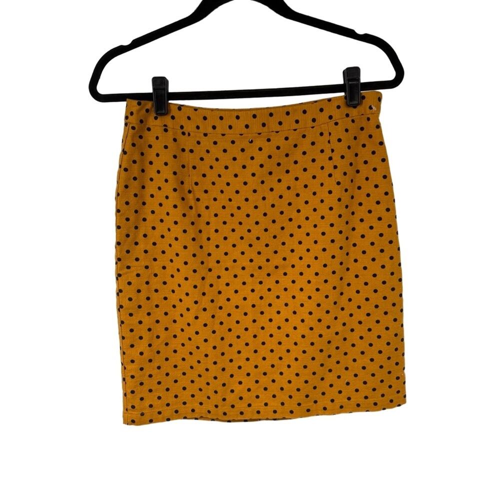Gap Skirt Womens‎ 2 Mustard Yellow Black Polka Dot Pencil Skirt Classic Retro